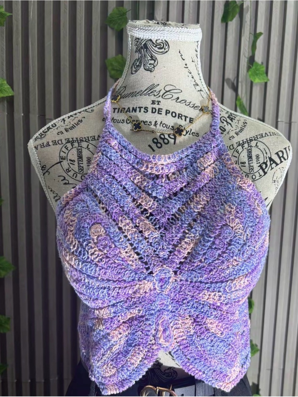 🦋 NWT Butterfly Top Handmade Lavender Crochet Halter Top - Women